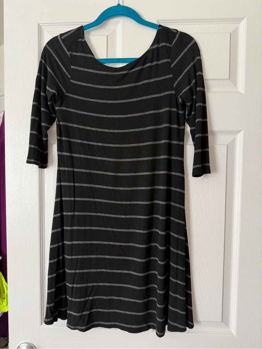 Black stripe skater dress